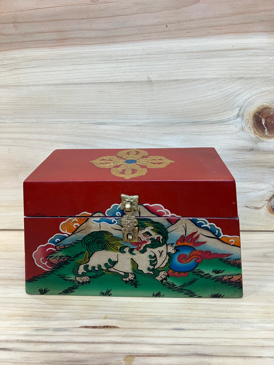 Tibetan Wooden Painted Box