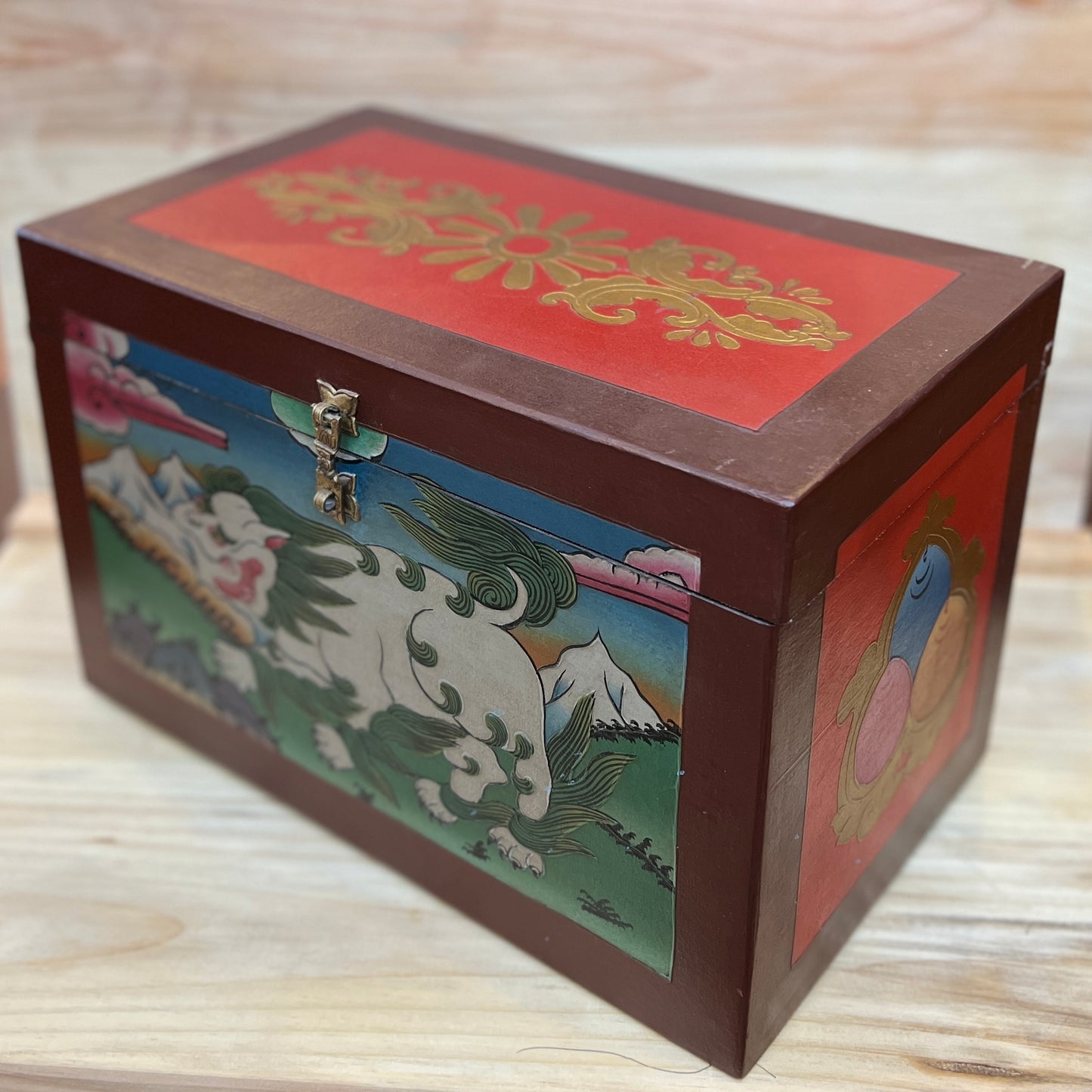 Tibetan Wooden Painted Box